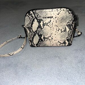 Steve Madden Black and Cream Snake Print Crossbody Bag